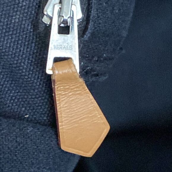 Authentic HERMES Deauville MM Hand Tote Bag Canvas Black - Picture 12 of 15